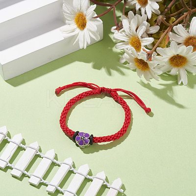 Flower Braided Bead Bracelet BJEW-JB07684-1