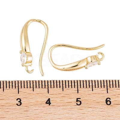 Rack Plating Brass Cubic Zirconia Earring Hooks KK-S374-05G-05-1