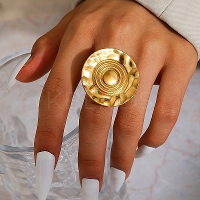 304 Stainless Steel Adjustable Cuff Rings for Women RJEW-F187-01G-1