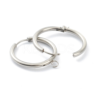 Tarnish Resistant 201 Stainless Steel Huggie Hoop Earring Findings STAS-P283-01L-P-1