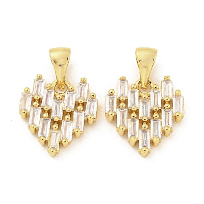 Brass Micro Pave Clear Cubic Zirconia Pendants ZIRC-P115-04G-1