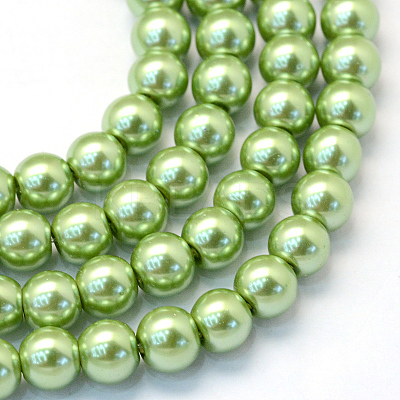 Baking Paint Pearlized Glass Pearl Round Bead Strands HY-Q330-8mm-26-1