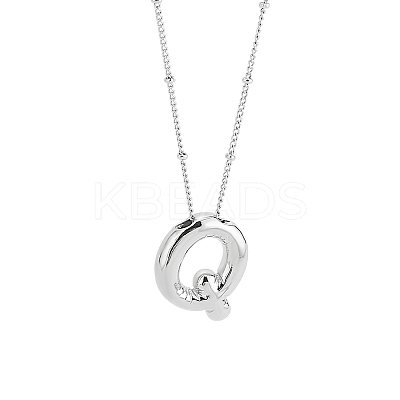 1pc Brass Chain with Alloy Letter Pendants Necklaces NJEW-LP0001-41Q-P-1