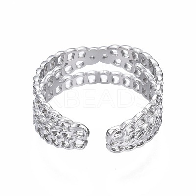 Non-Tarnish 304 Stainless Steel Criss Cross Open Cuff Ring LS-RJEW-T023-43P-1