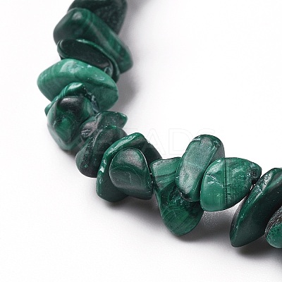 Natural Malachite Chip Beads Stretch Bracelets X-BJEW-JB05765-04-1