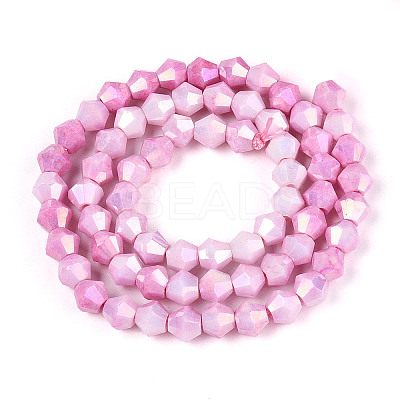 Anti-Tarnish Electroplate Bicone Glass Beads Strands EGLA-T021-6mm-16-03-1
