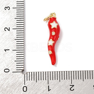 Brass Micro Pave Cubic Zirconia & Enamel Pendants KK-Q098-35G-A-1