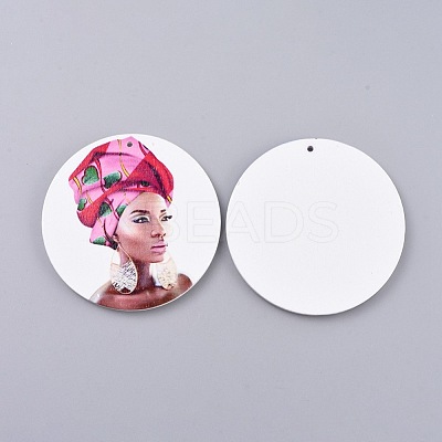 Printed Wooden Big Pendants WOOD-S047-M-1