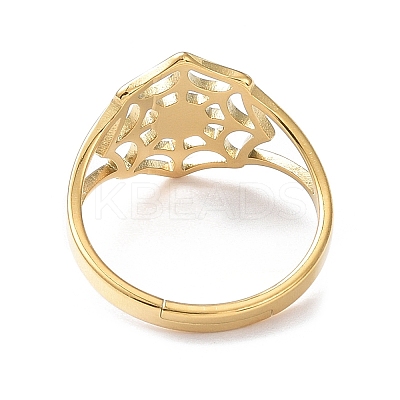 Ion Plating(IP) 304 Stainless Steel Spider Web Adjustable Rings for Women RJEW-I097-07G-1