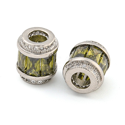 Rack Plating Brass Micro Pave Cubic Zirconia European Beads KK-F089-31P-05-1