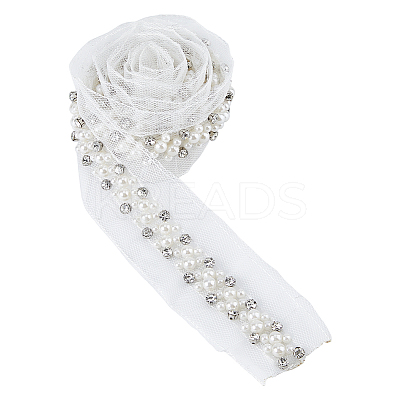 Resin with Rhinestone Gauze Ribbon OCOR-WH0078-140-1