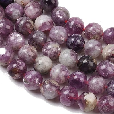Natural Lepidolite/Purple Mica Stone Beads Strands G-G160-A01-01A-1