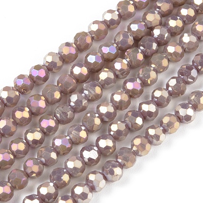 Round Full Rainbow Plated Faceted(32 Facets) Electroplate Glass Beads Strands X-EGLA-J130-FR12-1