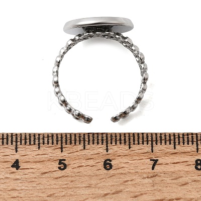 Hollow Flower 304 Stainless Steel Cuff Ring Components STAS-P454-03D-P-1