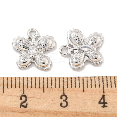 Brass Micro Pave Clear Cubic Zirconia Charms KK-Z044-19P-1
