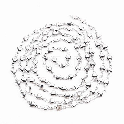 Non-Tarnish 201 Stainless Steel Heart & Oval Link Chains STAS-N092-108-1