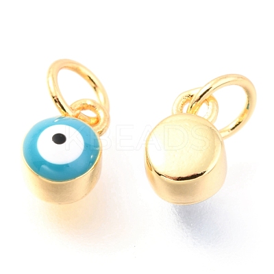 Brass Enamel Pendants KK-Y001-02B-09G-1
