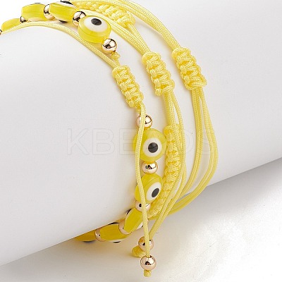 3Pcs 3 Style Resin Evil Eye Braided Bead Bracelets Set BJEW-JB08812-1