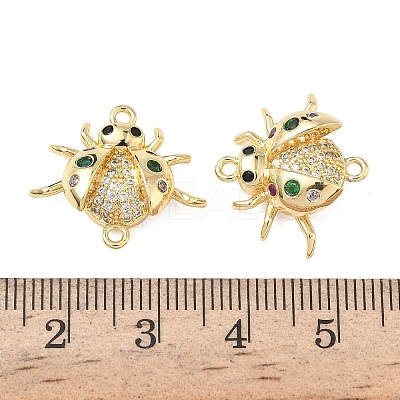 Brass Micro Pave Clear and Green Cubic Zirconia Ladybird Links KK-L256-33G-1