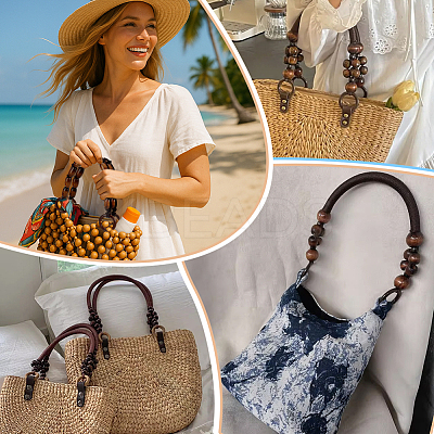 6Pcs Wood Rice Beaded Bag Handles HJEW-PH02166-1