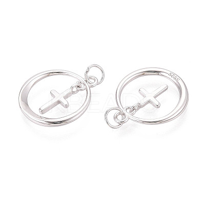 925 Sterling Silver Ring with Cross Pendants STER-N016-103P-1