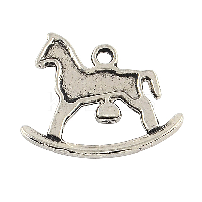 Tibetan Style Rocking Horse Alloy Pendants TIBEP-Q050-05AS-RS-1