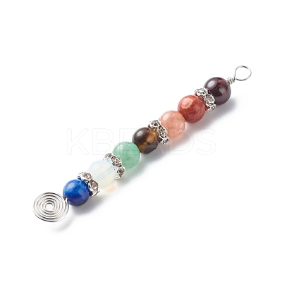7 Chakra Mixed Gemstone Copper Wire Wrapped Big Pendants PALLOY-JF01899-02-1