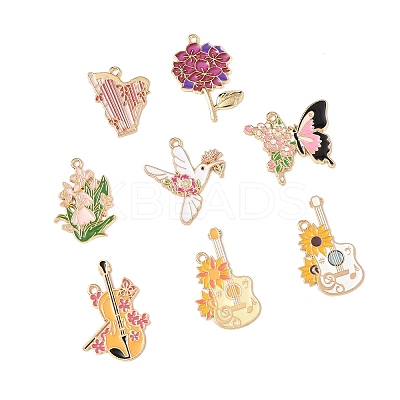 8Pcs 8 Styles Rack Plating Alloy Enamel Pendants FIND-FP0002-65-1