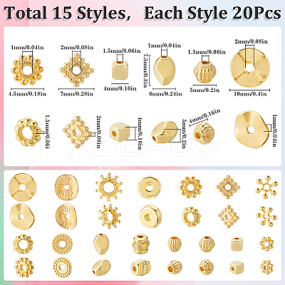300Pcs 15 Styles Tibetan Style Alloy Beads Set FIND-SP0002-16A-1