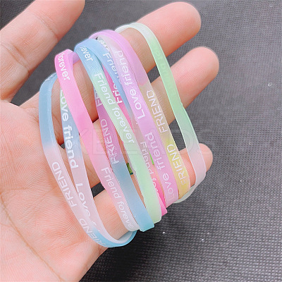 10Pcs 10 Colors Luminous Elastic Silicone Wristbands FS-WG75BF8-01-1