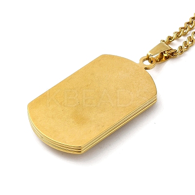 Jesus Rectangle Tag 201 Stainless Steel Pendant Necklace with Iron Box Chains LS-NJEW-D048-07G-1
