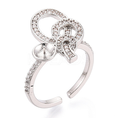 Knot Brass Micro Pave Cubic Zirconia Cup Peg Ring Settings KK-N274-23P-1