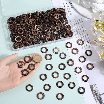200Pcs Dyed Wood Jewelry Findings Coconut Linking Rings COCO-SC0001-02-1