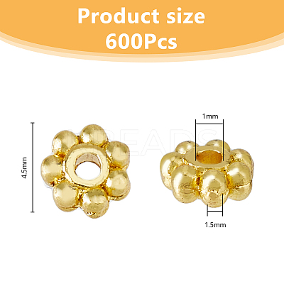 600Pcs Alloy Daisy Spacer Beads FIND-DC0005-31G-1