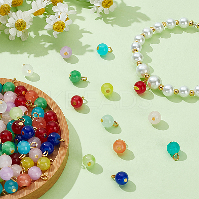 120Pcs 12 Colors Baking Paint Imitation Jade Glass Charms PALLOY-HY00035-1