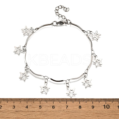 304 Stainless Steel Star Charm Bracelets BJEW-R021-02P-1