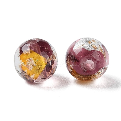 Handmade Gold & Silver Foil Lampwork Beads GLAA-G107-07B-01-1