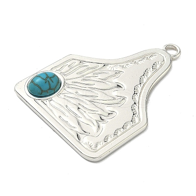 304 Stainless Steel with Dyed Synthetic Turquoise Pendants STAS-G374-05S-10-1