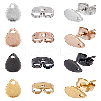 8Pcs 4 Colors Ion Plating(IP) 304 Stainless Steel Stud Earring Findings STAS-LP0001-80-1