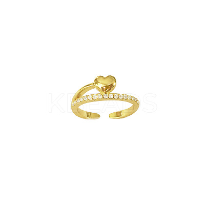 Simple Style Brass Micro Pave Clear Cubic Zirconia Cuff Rings for Women FS-WGDCF78-01-1