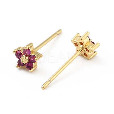 Cubic Zirconia Flower Stud Earrings EJEW-C035-15G-04-1