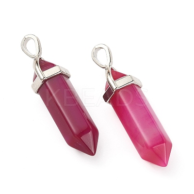 2Pcs Natural Agate Dyed Double Terminated Pointed Pendants G-YW0002-05E-1