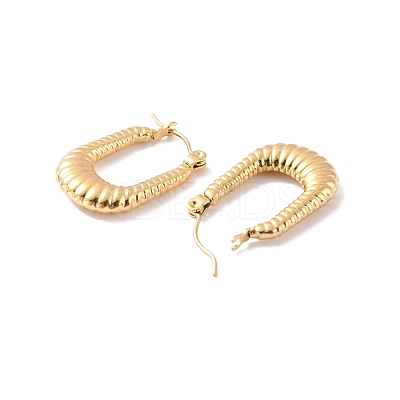 Ion Plating(IP) 304 Stainless Steel Rectangle Hoop Earrings EJEW-P198-01G-1