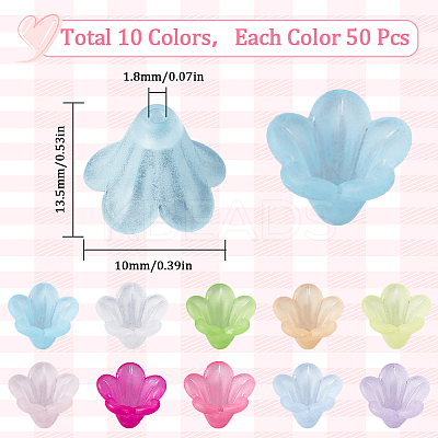 500Pcs 10 Colors Acrylic Bead Caps TACR-SP0001-08-1