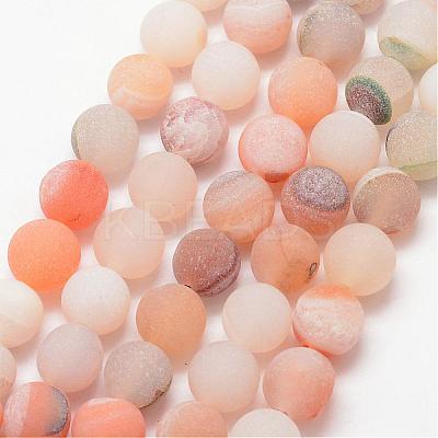 Natural Druzy Geode Agate Bead Strands G-K166-09-8mm-02-1