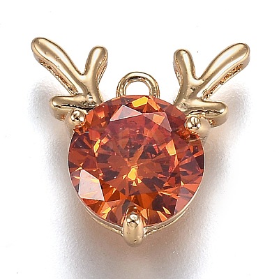 Golden Plated Brass Micro Pave Cubic Zirconia Charms ZIRC-H105-02-1