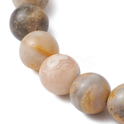 Round Natural Crazy Agate Beaded Stretch Bracelets for Women BJEW-JB11045-01-1