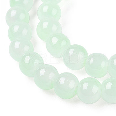 Baking Paint Imitation Jade Glass Round Bead Strands DGLA-N003-6mm-08-1-1