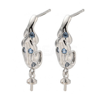 Rack Plating Brass Micro Pave Clear Cubic Zirconia Studs Earrings Finding KK-T072-11P-1