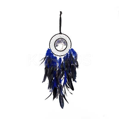 Iron Woven Web/Net with Feather Pendant Decorations AJEW-B017-15-1